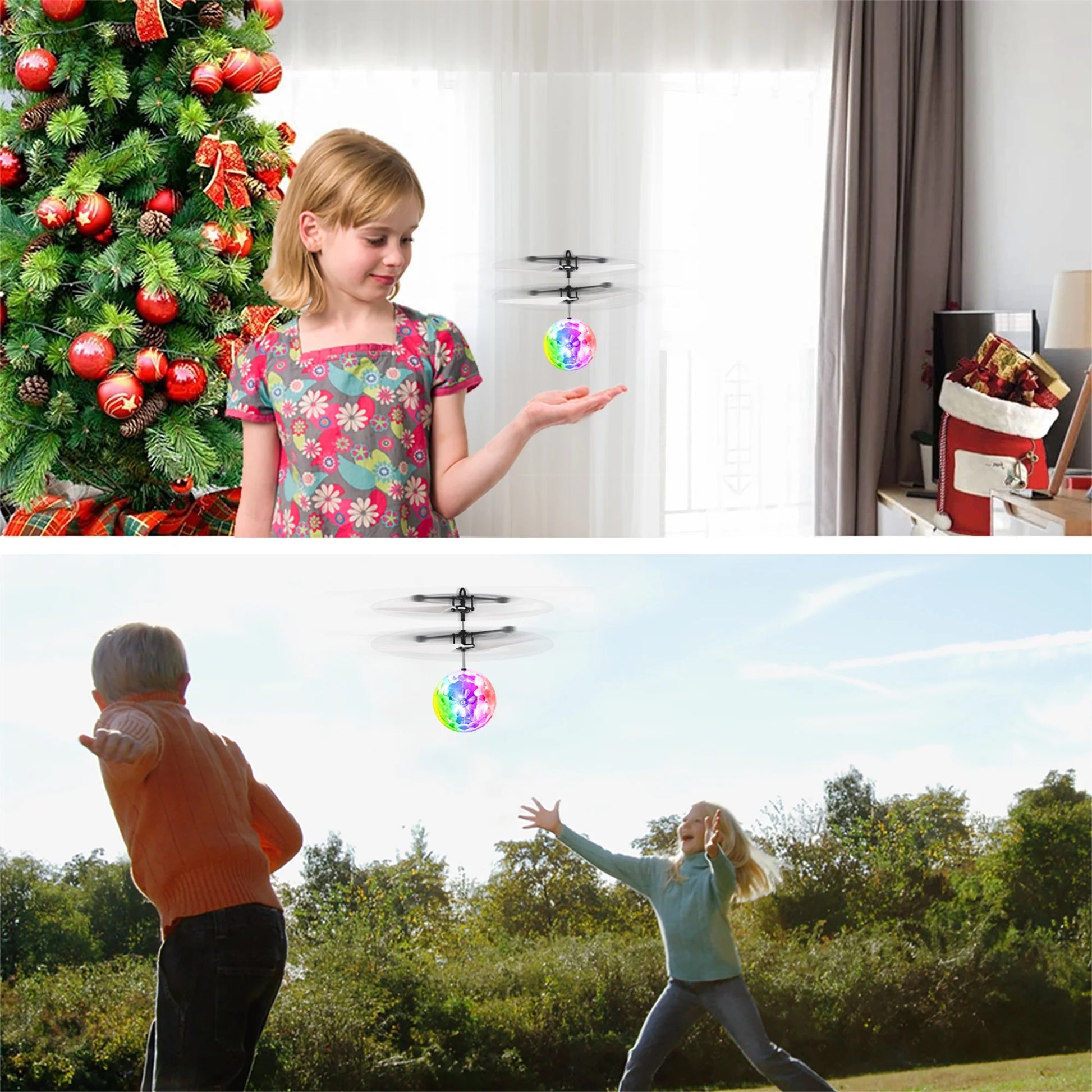 Rechargeable LED Hover Flying Ball Toys Gifts with Remote Controller for 3 4 5 6 7 8 9 10 Years Old Kids, 2 Pack